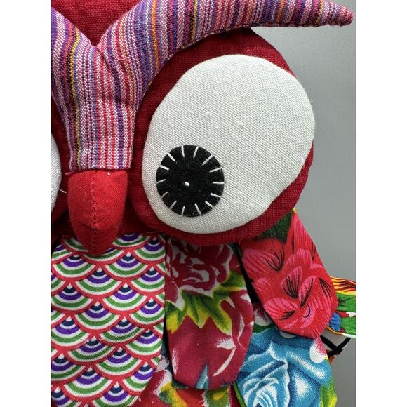 Owl Backpack Drawstring Quilted Patchwork Boho Retro Multicolored Festival - Picture 3 of 12